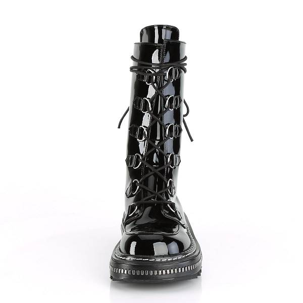 Demonia Lilith-270 Black Patent Stiefel Herren D025-946 Gothic Halbhohe Stiefel Schwarz Deutschland SALE